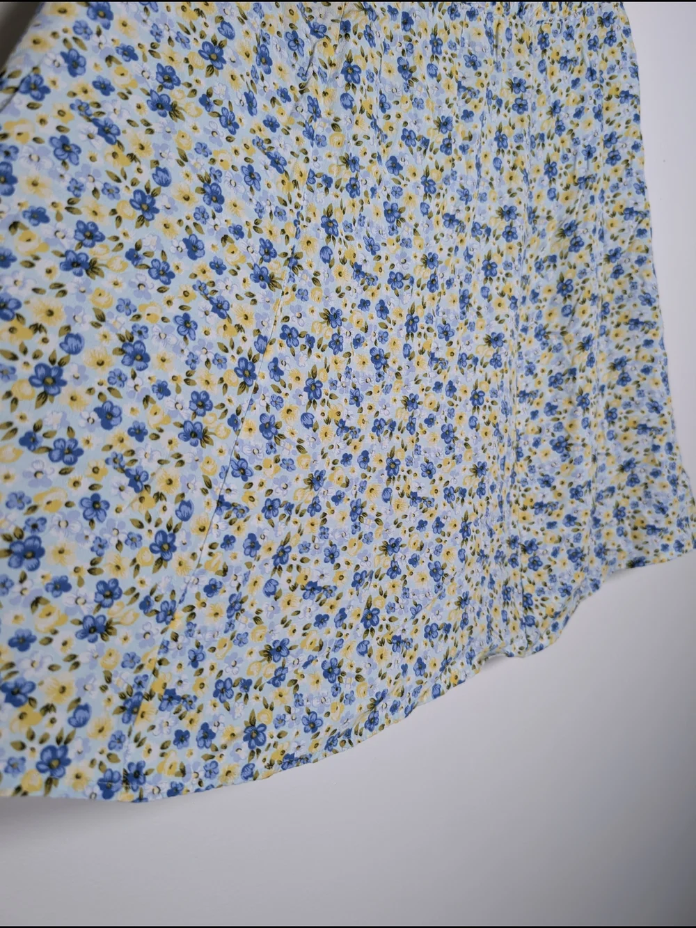 Vintage Clio Blue Floral Rayon Mini Skirt Cottagecore Ditsy Print M Feminine 90s